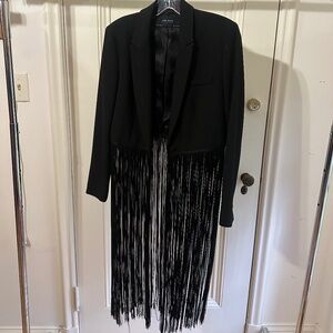 Zara Basic Black Fringed Blazer